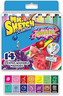 Mr. Sketch 1924061 Washable Scented Markers, Chisel Tip, Assorted Colors, 14-Count