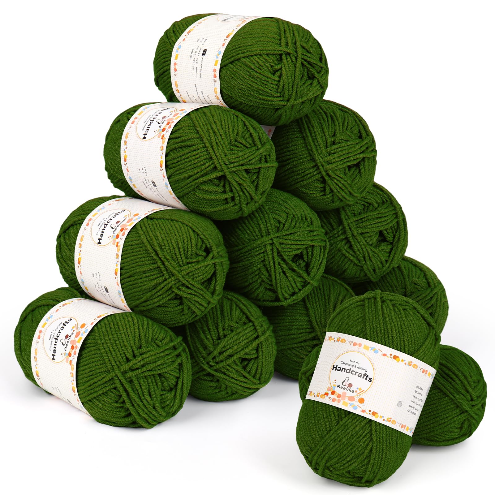 Aeelike 12 Pack Double Knitting Yarn Acrylic Wool Crochet Yarn 50g