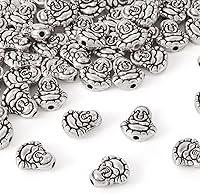 Vista 1 de Craftdady 50 cuentas espaciadoras tibetanas de metal antiguo de Buda de 0.433 x 0.413 in para hacer manualidades de joyería con agujero de 0.069