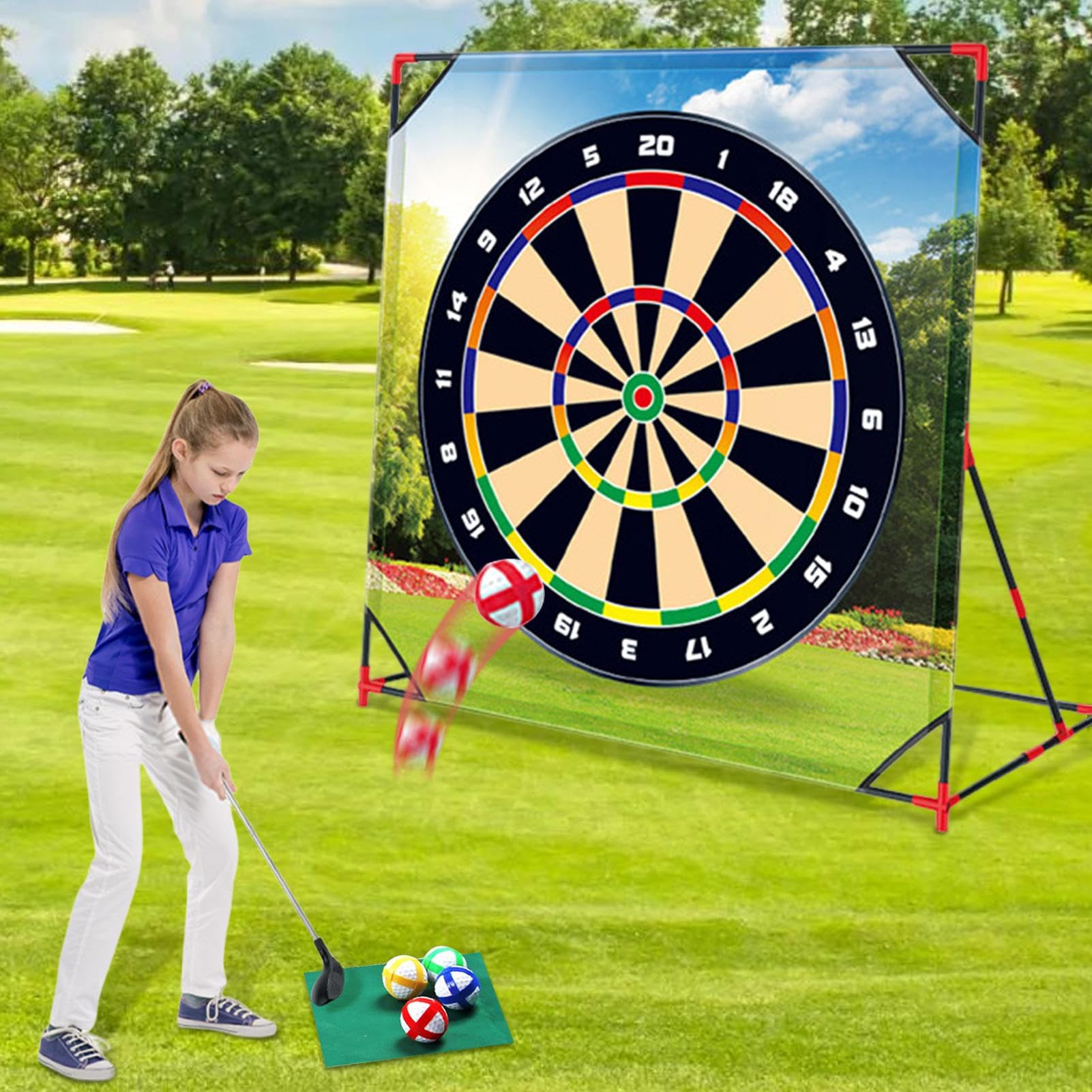 Schlacht-Golfspiel – Golfset mit Schlägern und Bällen, langlebige Outdoor-Ausrüstung, ideal für Familiengruppen, inklusive Puttingmatte, für Terrasse, Garten und Spaß