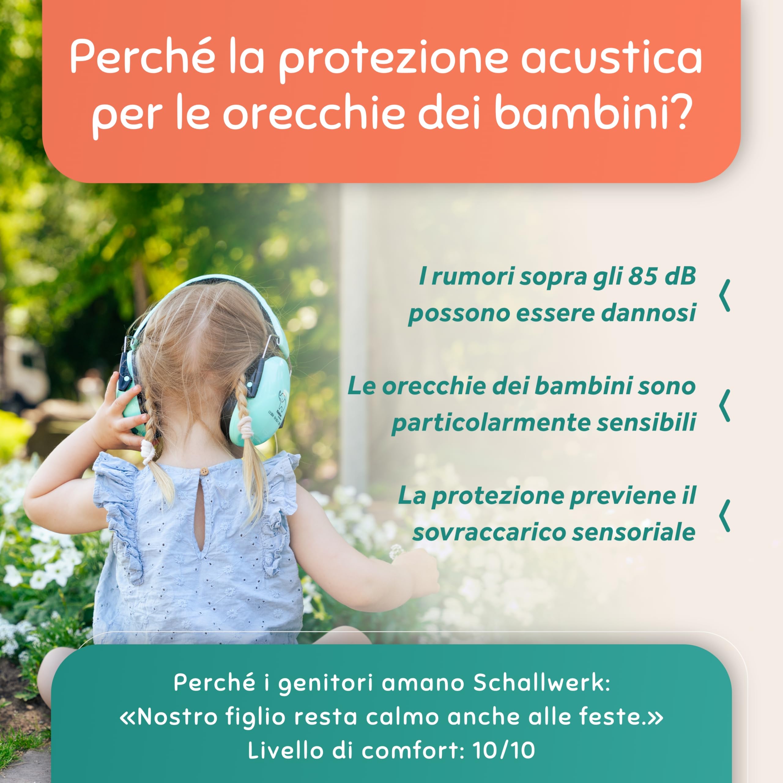 Schallwerk® Kiddies – Cuffie Antirumore Bambini – Protezione dell’Udito con Isolamento Acustico – Cuffie Rumore, Ideali per Scuola, Viaggi e Feste, Aero, Antirumore, Neonato, concerto, neonati