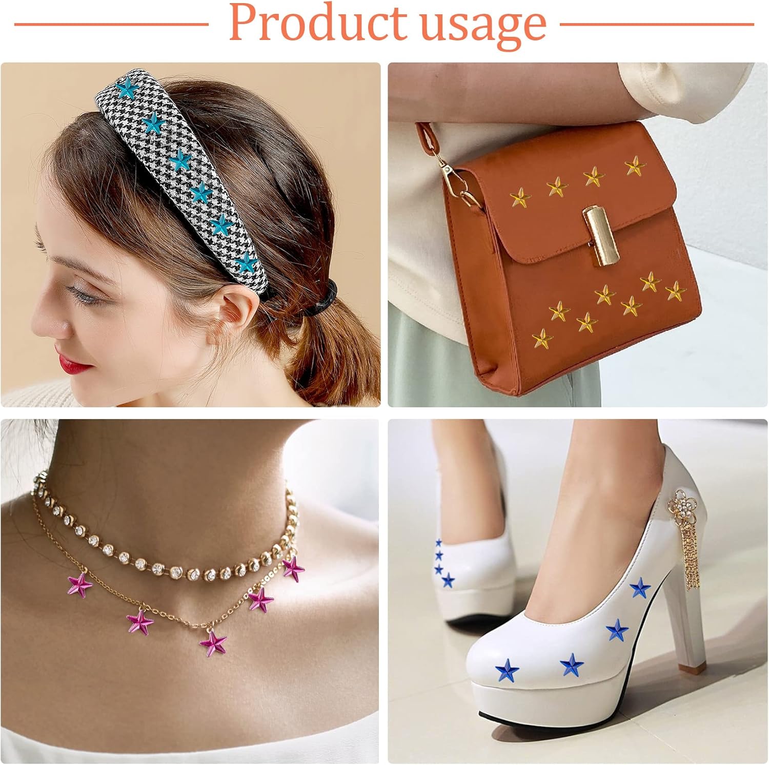 OIIKI 2000PCS 10mm Acrylic Rhinestone Star Embellishments, Mixed-Color Flatback Plastic Crystal Gem Stars, Christmas Decoration DIY Crafts for Making Jewelry, Earring, Necklace, Clothes (0.39in) - Image 3