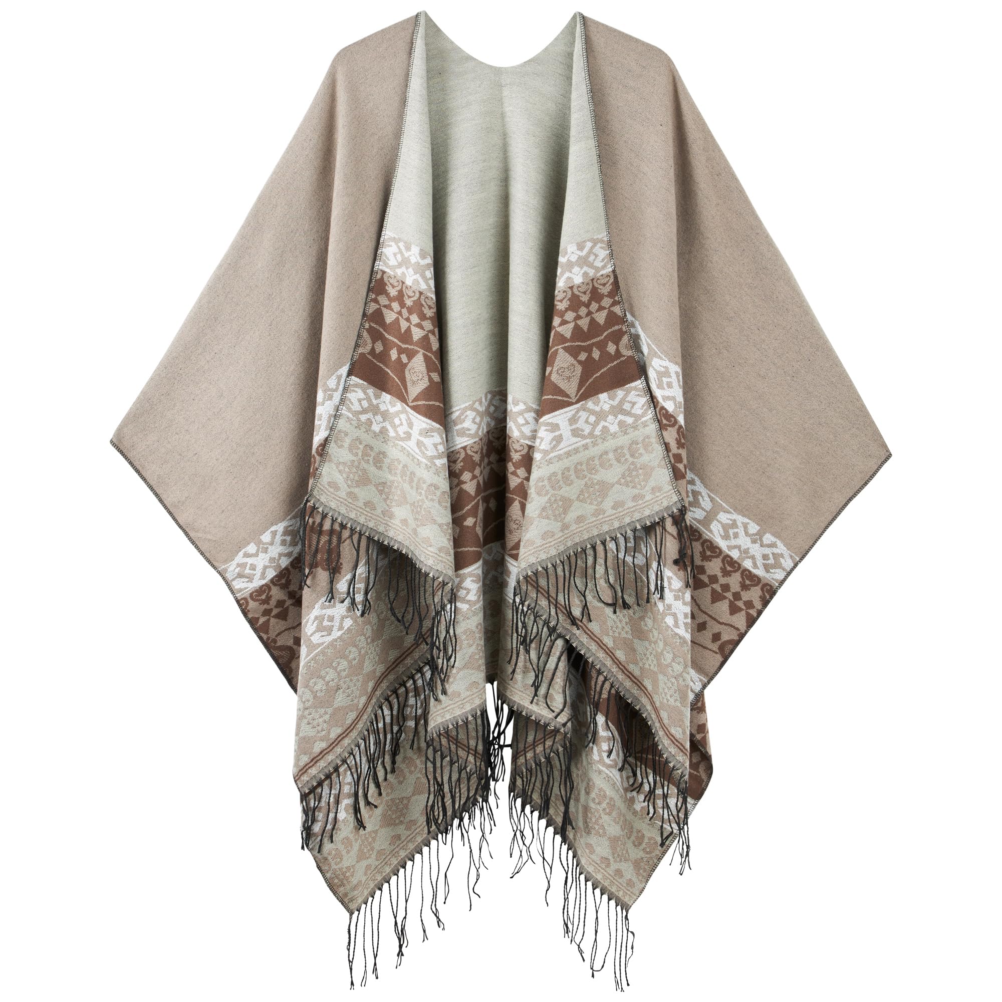 Women's Shawl Wrap Poncho Ruana Cape Cardigan Sweater Open Front for Fall Winter Spring