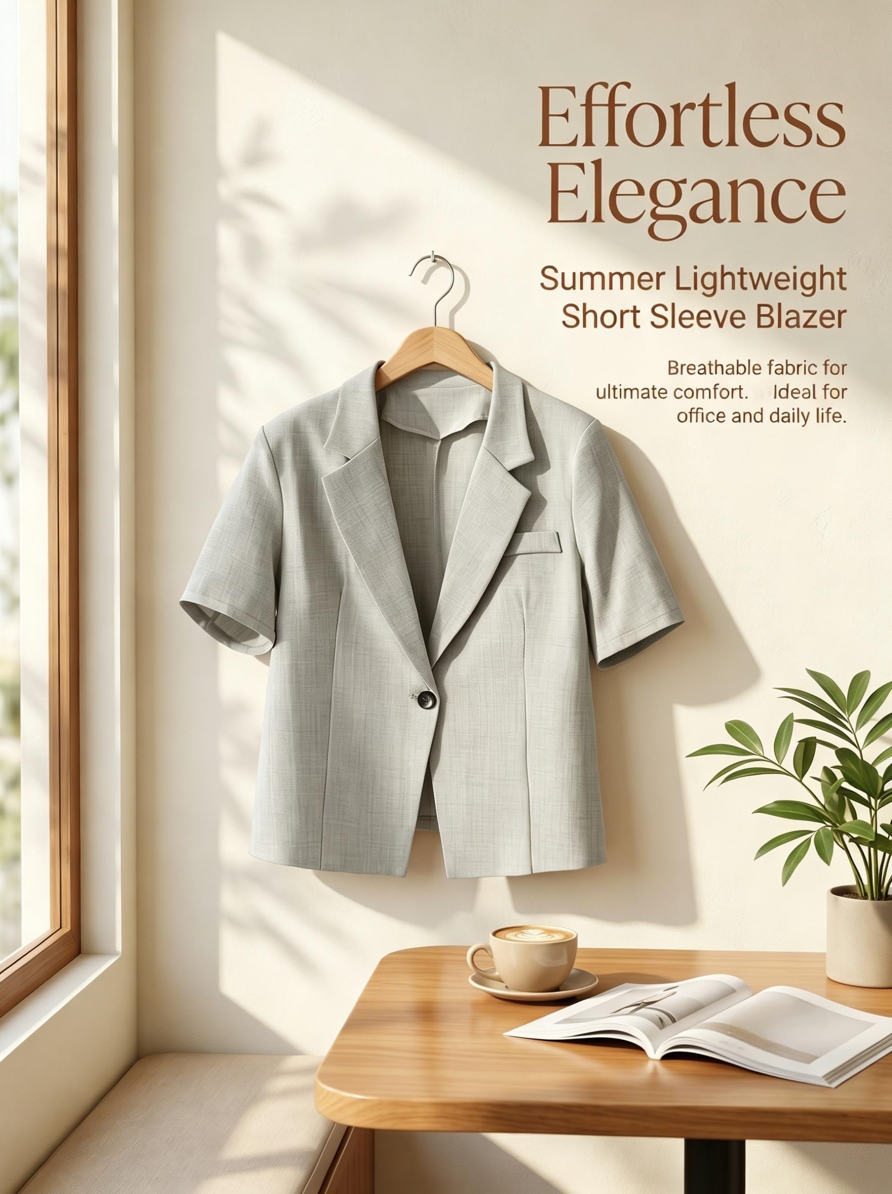 Blazer De Mujer De Manga Corta Chaqueta Formal para Mujer Blazer Elegante E Informal para El Trabajo Ropa De Oficina para Mujer con Un Botón para La Oficina El Trabajo y Bodas.