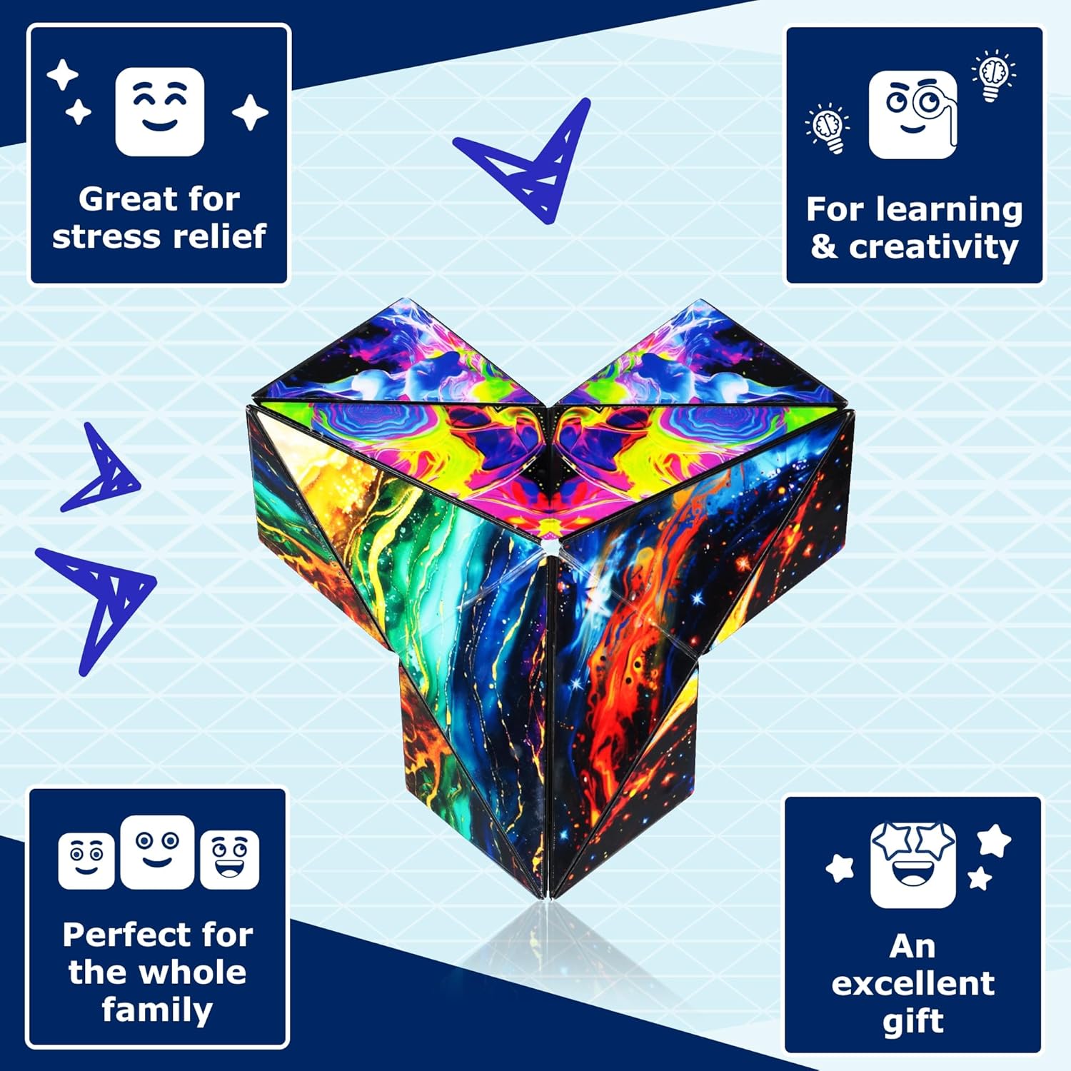 Shashiboスクエアシェイプシフトボックス – 次世代XL STEM磁気フィジェットキューブ 70種類以上 SHASHIBO シェイプシフトボックス  - 受賞歴のあるフィジェットトイ 希土類磁石36個付き - フィジェットキューブは70種類