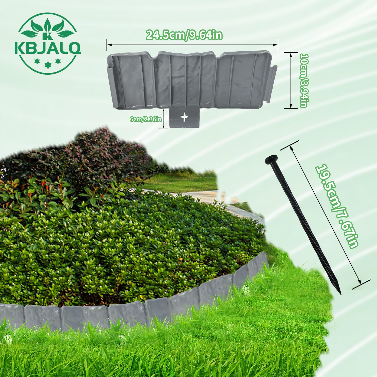 KBJALQ 2024 New Garden Edging Border No-Dig with Anchoring Spikes,Plastic Landscape Edging Border Imitation Stone Fence for DIY Outdoor Yard Landscaping (20pcs/16 FT, Gray)