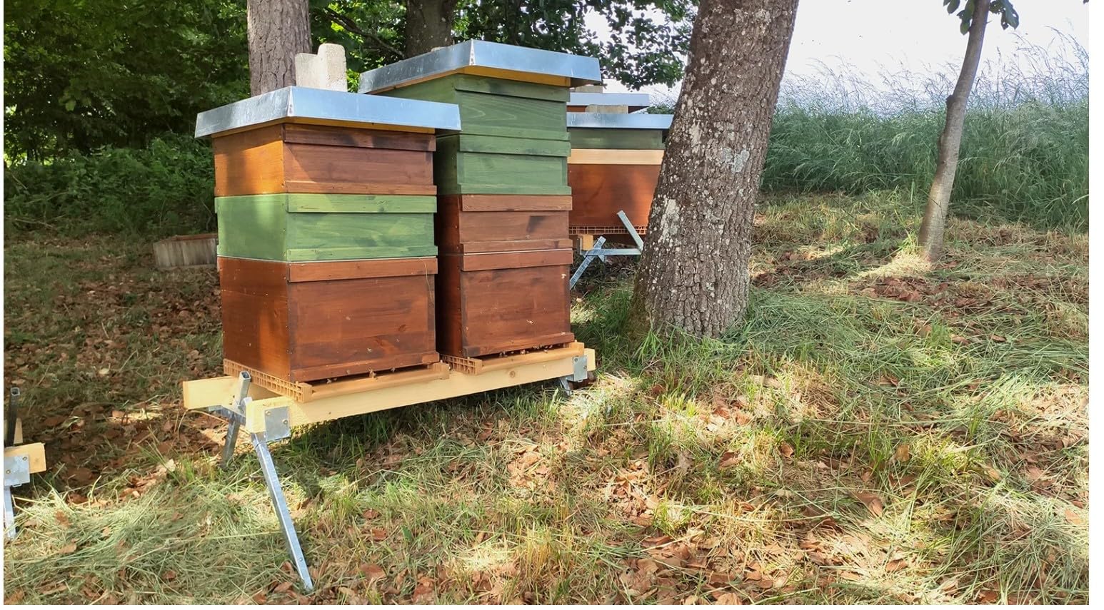 Beutenständer aus verzinktem Stahl stabiler Bienenstockständer höhenverstellbar wetterfest für Imker passend für Magazinbeuten einfacher Aufbau langlebige Konstruktion sicherer Stand im Garten robust!