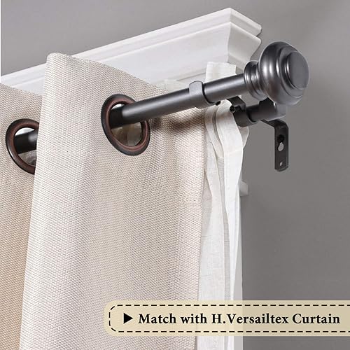 Miniatura 2 de H.VERSAILTEX Elegante juego de cortinero telescópico doble para tratamiento de ventanas con tapa clásica, diámetro de 34 pulgadas, se ajusta de 66 a