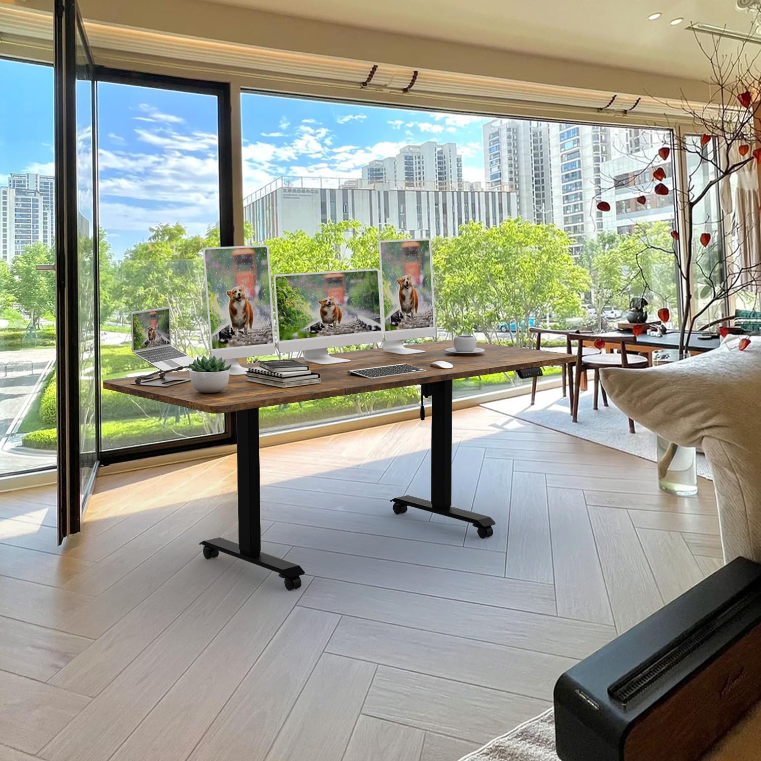 TRIUMPHKEY Scrivania Elettrica Regolabile in Altezza,200 x 80 cm,Presa USB, 3 Controllo Memoria, Scrivania, Altezza Regolabile, Anti-collisione,Elettrica Ergonomica, per Computer