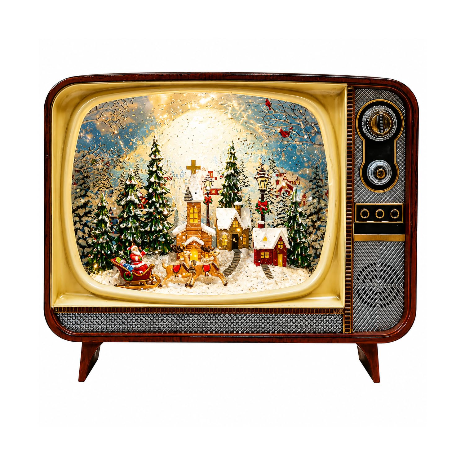 Amazon.com: Moments in Time Retro Christmas TV Scene LED Light-Up