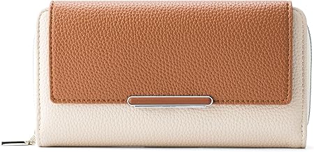 Lino Perros Womens Faux Leather Avril Dual Tone Daily Tan Wallet