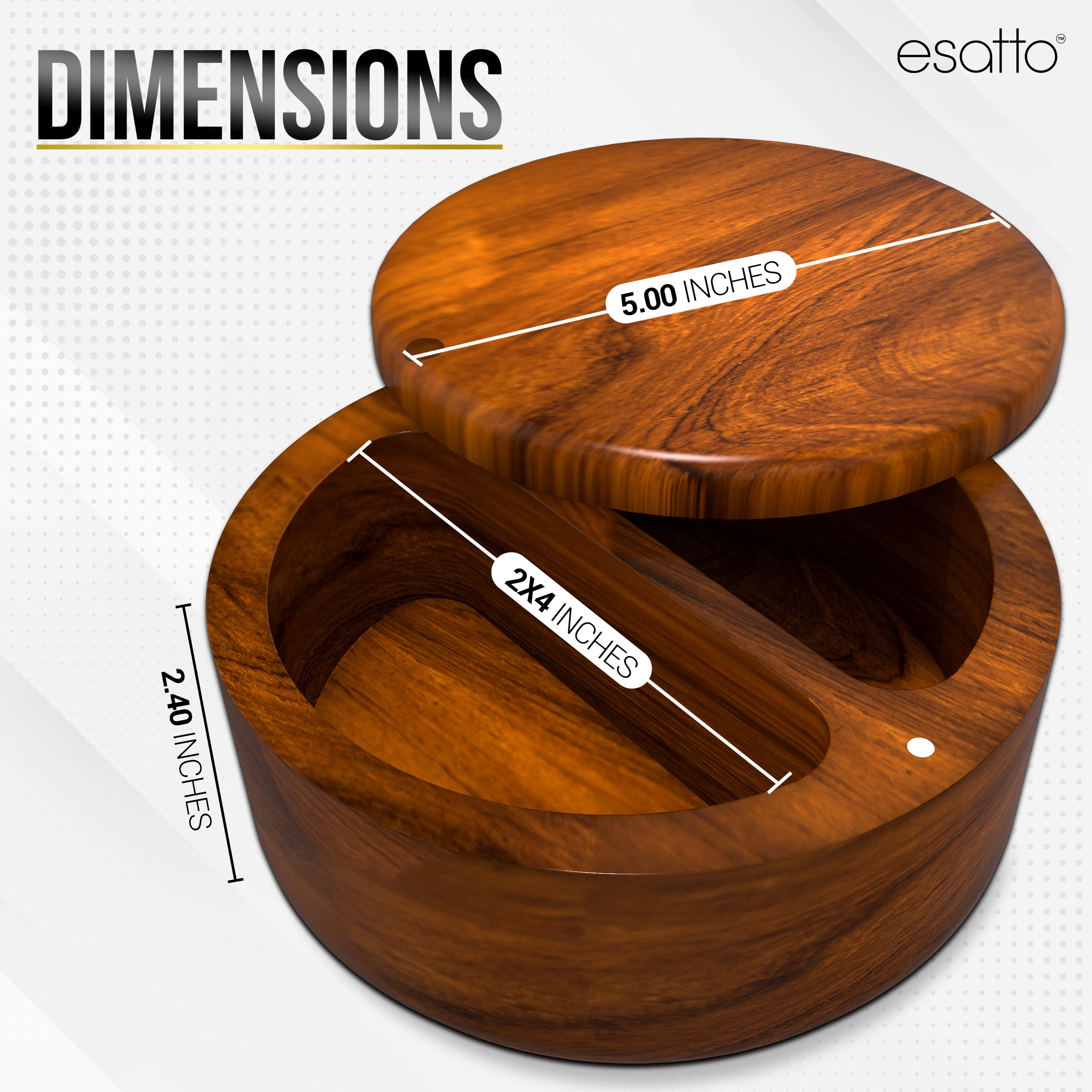 Kimona Spice Cellars Barattolo Per Spezie In Legno Di Acacia, Rotondo, Con Coperchio Magnetico 8,89 Cm - 2