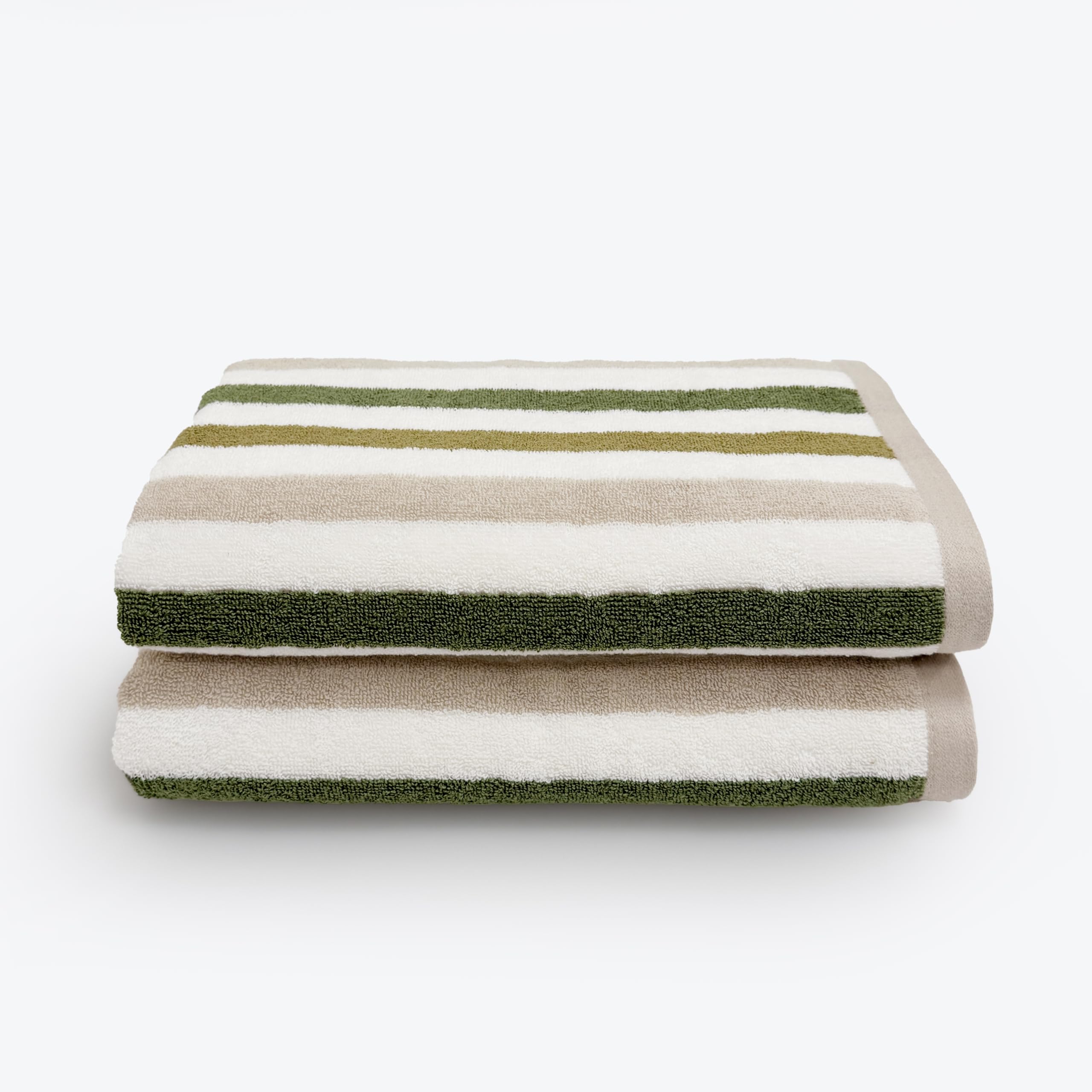 Allure Bath Fashions Striped Bath Towels - Green Cotton - 70 x 125cm