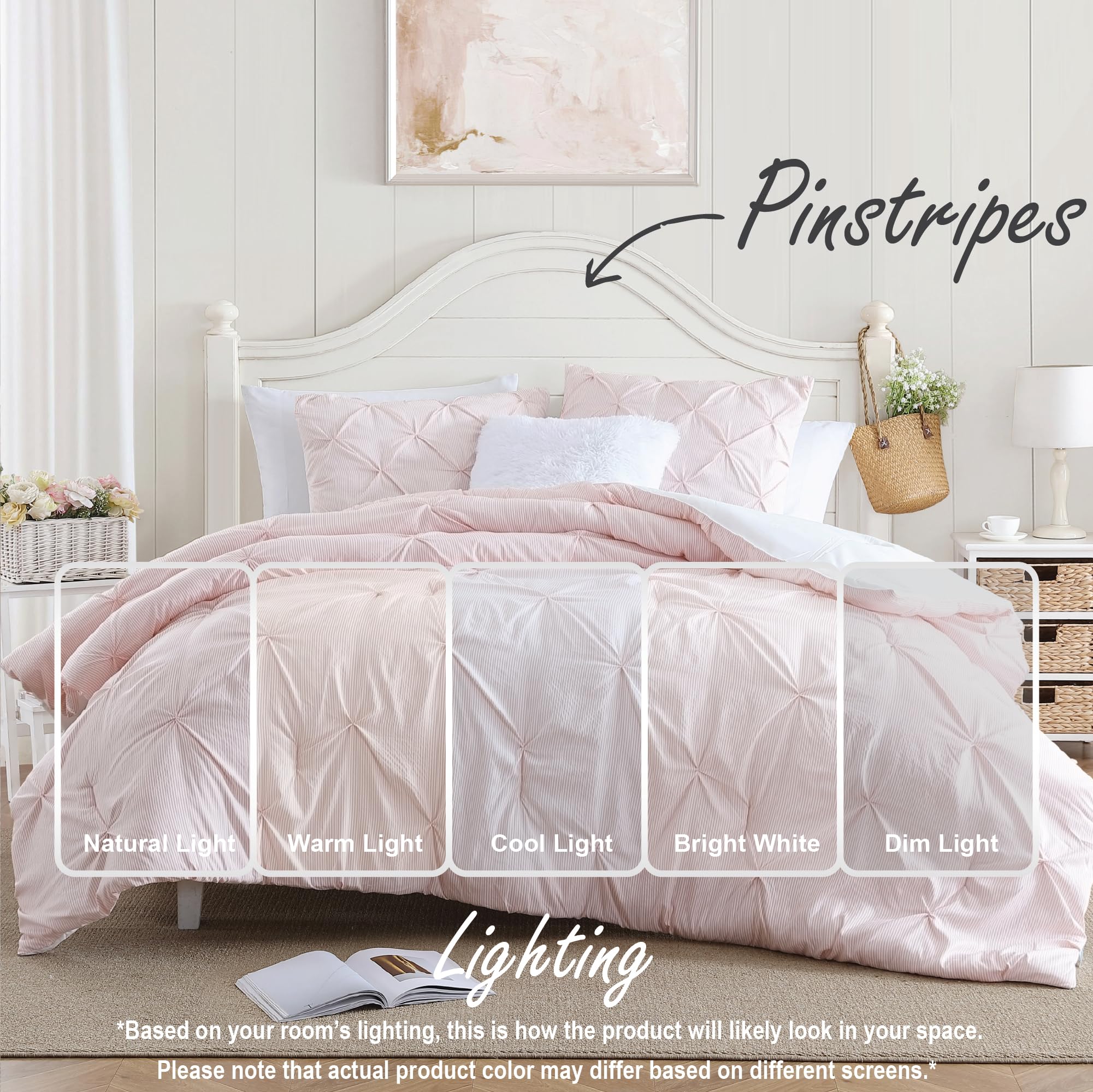 porto AirPlie DELUXE ピンク Amazon.com: Swift Home Full/Queen Pinstripe Peach Pink Comforter