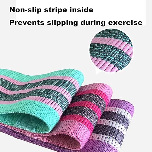 Miniatura 5 de Oiorpata Juego de bandas de resistencia de tela con banda de ejercicio de 3 niveles para piernas y glúteos, bandas de entrenamiento antideslizantes