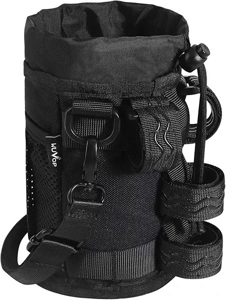 WUVOP Bike Cup Holder, Water Bottle Holder Handlebar with Mesh Pockets, Universal Cycling Bicycle Water Bottle Drink Cup Cage for Cruiser, Scooter, Mountain, Road Bike, Wheelchair