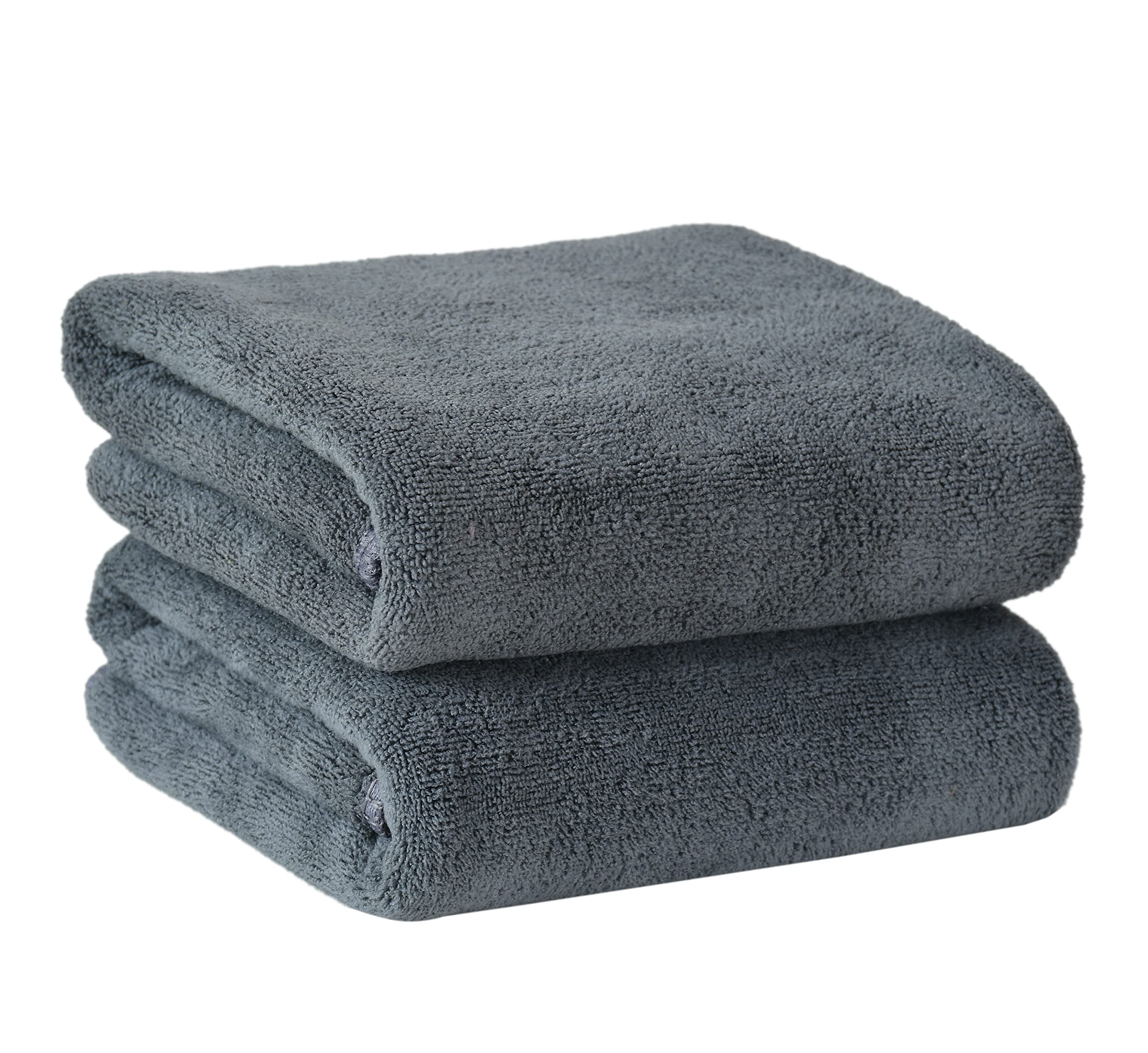 Yellow Weaves Super Soft Microfiber Hand Towels, Gym & Workout Towels 400 GSM, Pack of 2, Grey