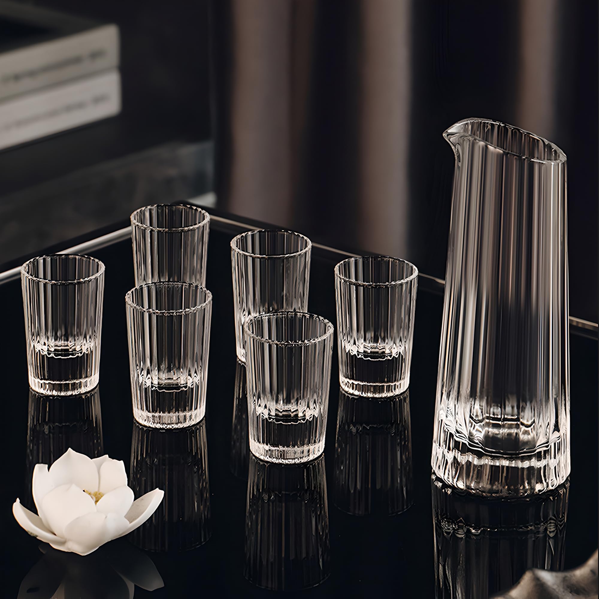 LamChyar Glass Sake Set of 7, Mini Wine Glasses Tequila