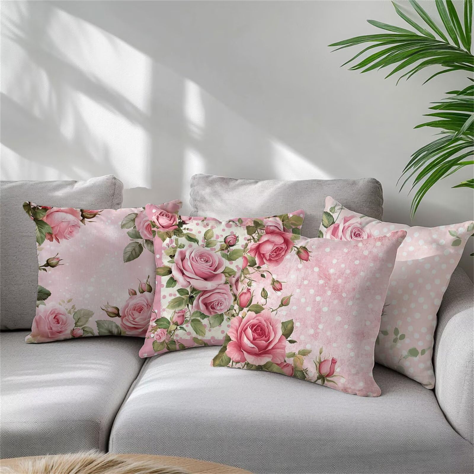 rosa Cuscini per Divano Esterno Giardino Cuscini per Divano Grandi 70x70 cm San Valentino Copricuscini Impermeabili Linoi Set di 4 Cuscino Decorativi per Interno/Esterno Balcone Patio Regalo Y-830