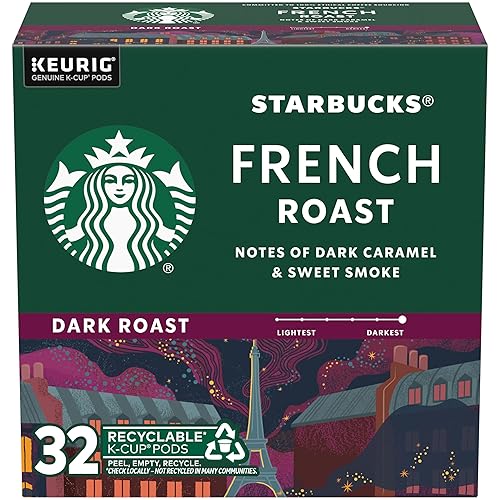 Starbucks Cápsulas de café K-Cup, café tostado oscuro, French Roast, 100% arábica, 1 caja (32 cápsulas)