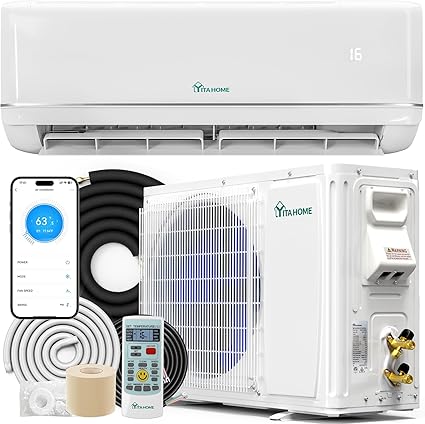 YITAHOME 24000 BTU Mini Split Air Conditioner Heat Pump System, 21 SEER2 208-230V Ductless Inverter System with Wi-Fi&Alexa Compatibility, Cover Up to 1500 Sq. Ft, Complete Installation Kit Included