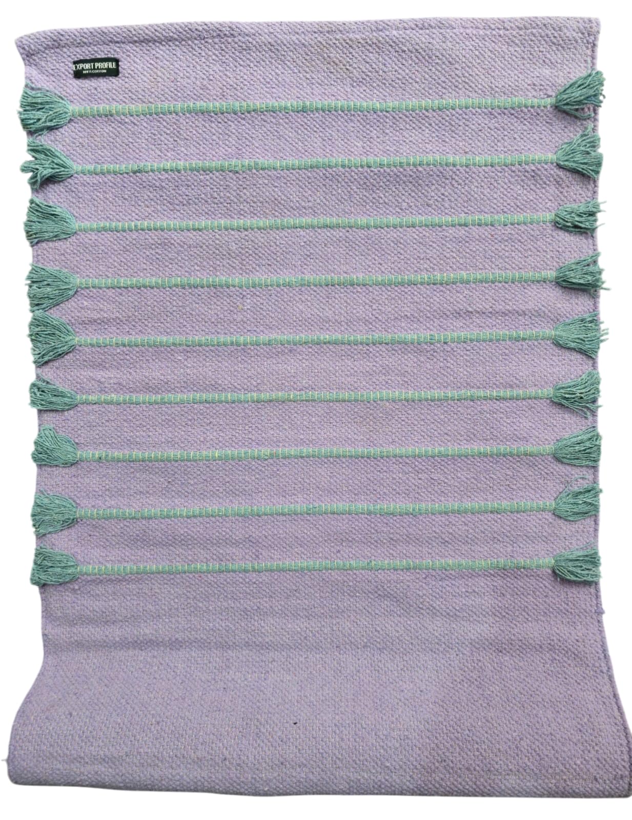 EXPORT PROFILE Indian Hand Made Cotton Yoga Mat Eco-Friendly Comfortable Extra Long Hand Woven Rug - 100% Organic Cotton Yoga Mat Non Slip & Thick for Everyday Fitness at Home - Blue :- 2 — image 1