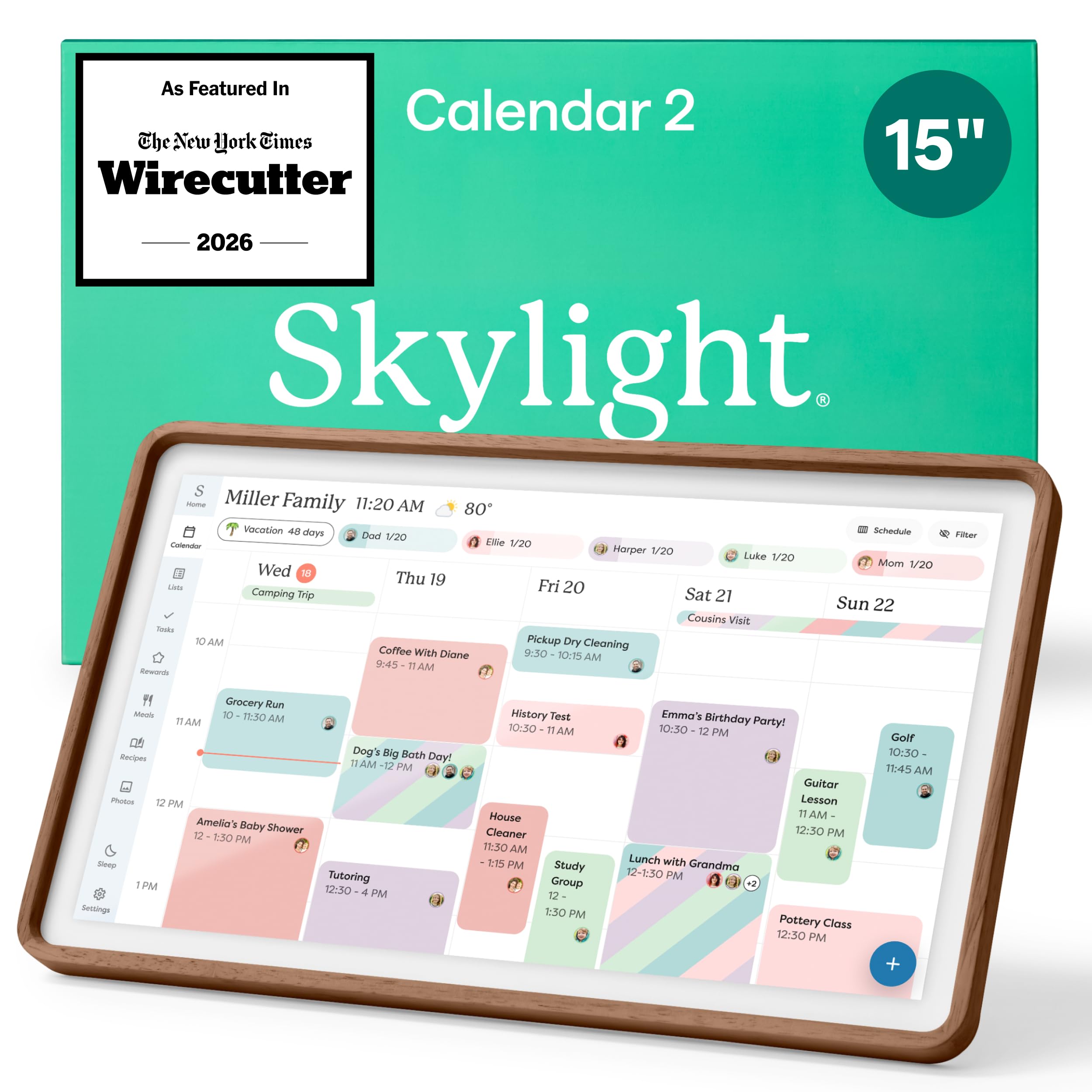 Skylight Calendar 2 – 15" Touchscreen Digital Calendar, Wood, Walnut