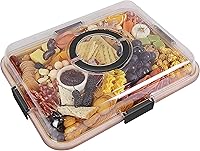 Renmxj Portable Charcuterie Board with Clear Lid & 1 Compartment - Black Bamboo Cheese Board for Travel, Picnics & Housewarming Gifts