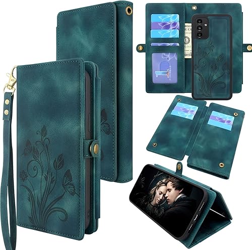 Lacass Funda compatible con Samsung Galaxy A13 LET 4G  5G 10 ranuras para tarjetas Soporte para efectivo de crédito de identificación desmontable de