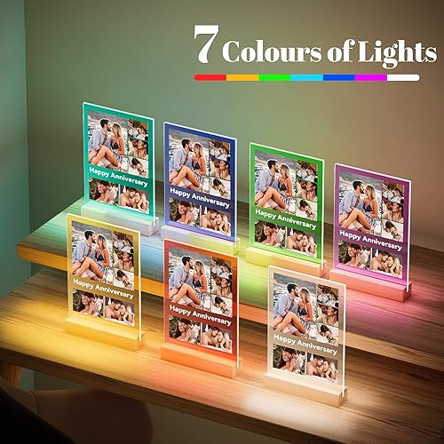 Miniatura 6 de Marcos de fotos personalizados con foto, marco de fotos personalizado con luz nocturna, marco de fotos personalizado, aniversario, cumpleaños, día