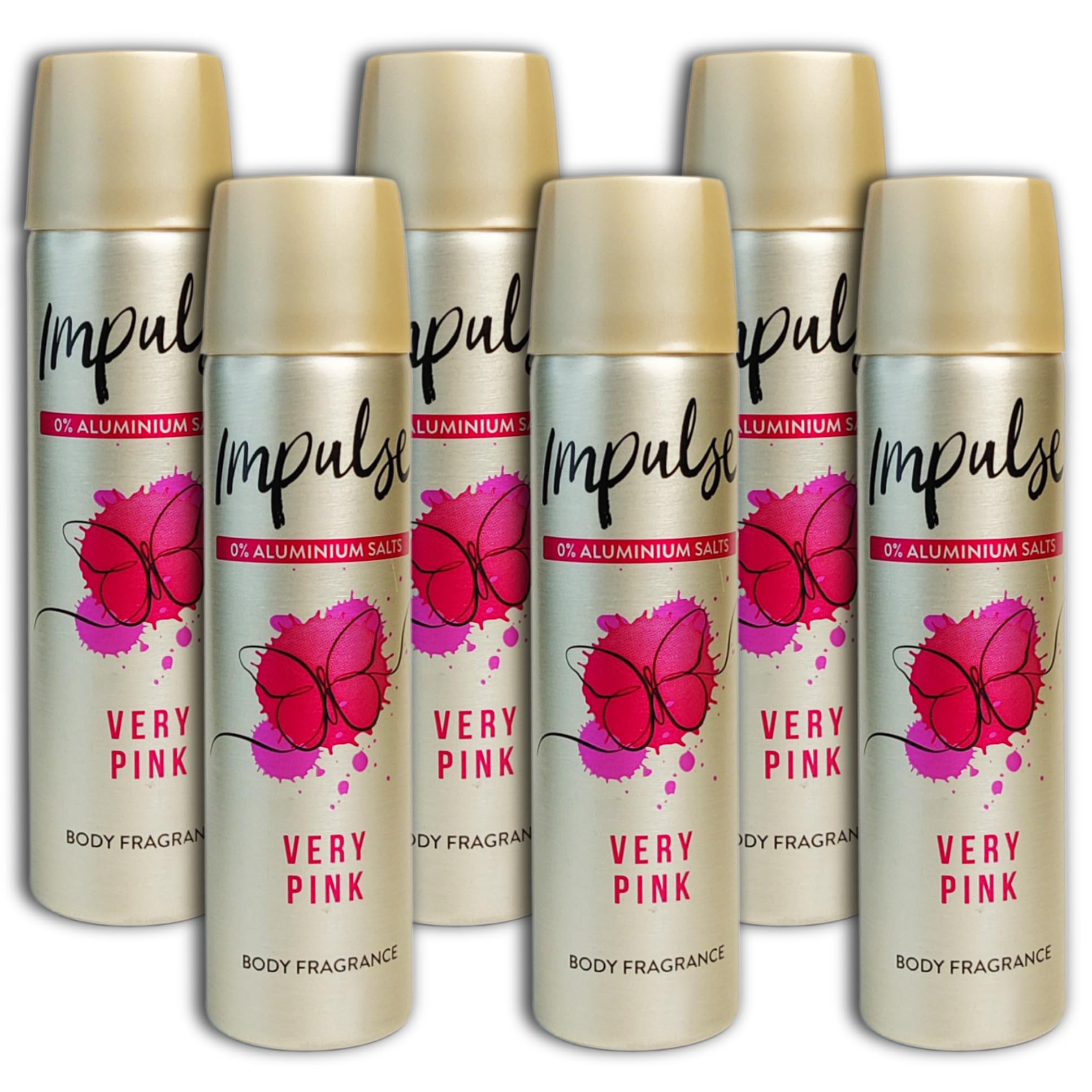 Impulse Very Pink Aluminium Free Deodorant Spray 75ml (Pack of 6) Beauty