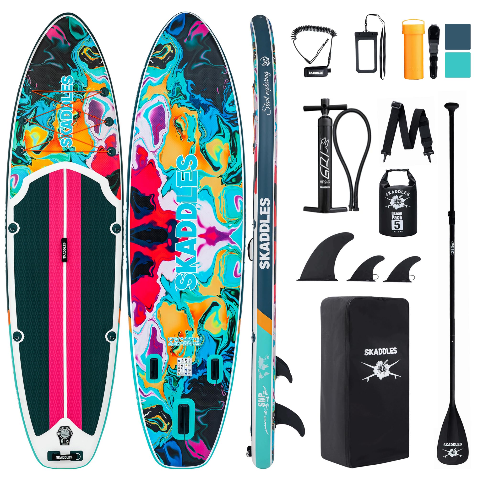 SUP stand  up  paddle  sports 中古 Amazon.com : SKADDLES 10'6'' Portable Inflatable Stand Up Paddle