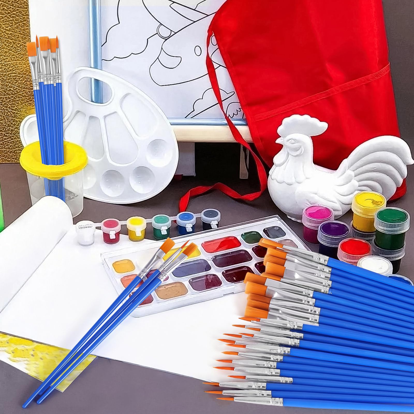 Malpinsel, 50 Stück, kleine Pinsel für Acrylmalerei, Bastelpinsel-Set für Kinder, Aquarell, Gesicht, Leinwand, Detailmalerei (flach und rund)