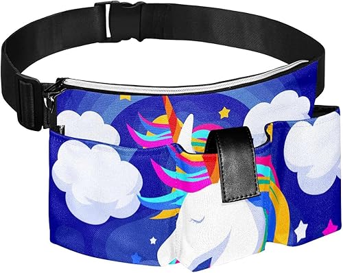 Riñonera de unicornio para hombres y mujeres, para senderismo, cinturón de bolsillo con correa ajustable para correr, caminar y viajar, Azul