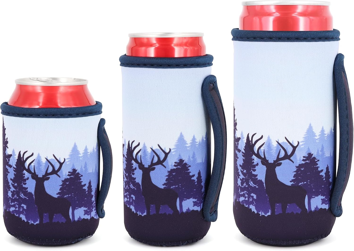 3 Pack Reusable Can Sleeve with Handle, Stripes