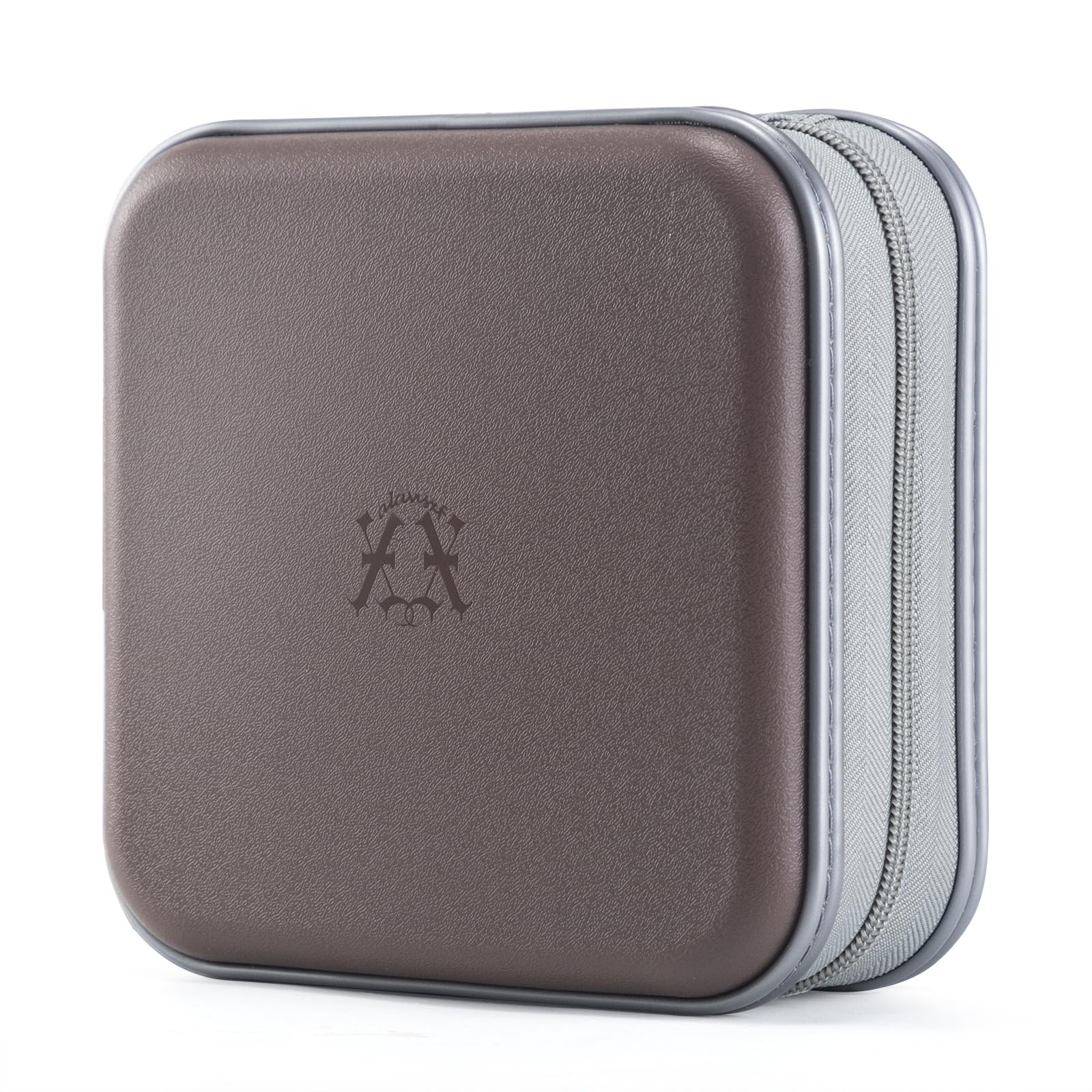 alavisxf xx CD Case, 48 Capacity Hard Plastic DVD Case Portable Zipper CD Case Holder Large Storage Disc Wallet Bag for Car Home Travel (Coffee, 48 Capacity)-image-20