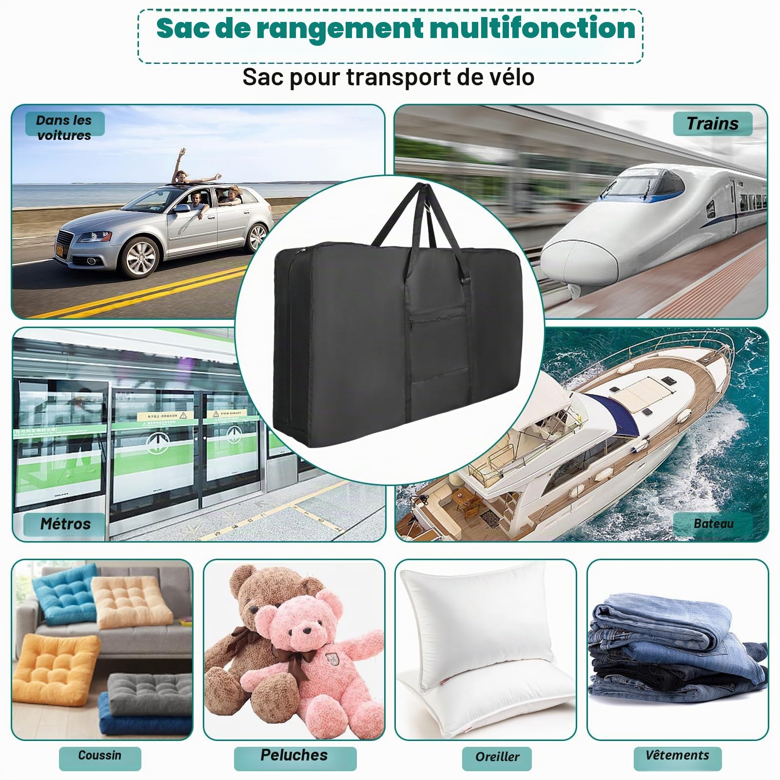 Sac de Transport 900D Étanche pour Vélo 24-29 Pouces avec Bandoulière - pour VTT, Vélo de Route et Pliable