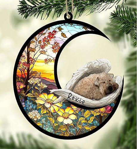 Miniatura 7 de Chow Chow Dog Memorial Suncatcher, adorno de Navidad Chow Chow con nombre, atrapador de pérdida de mascotas, regalos para los amantes de los perros