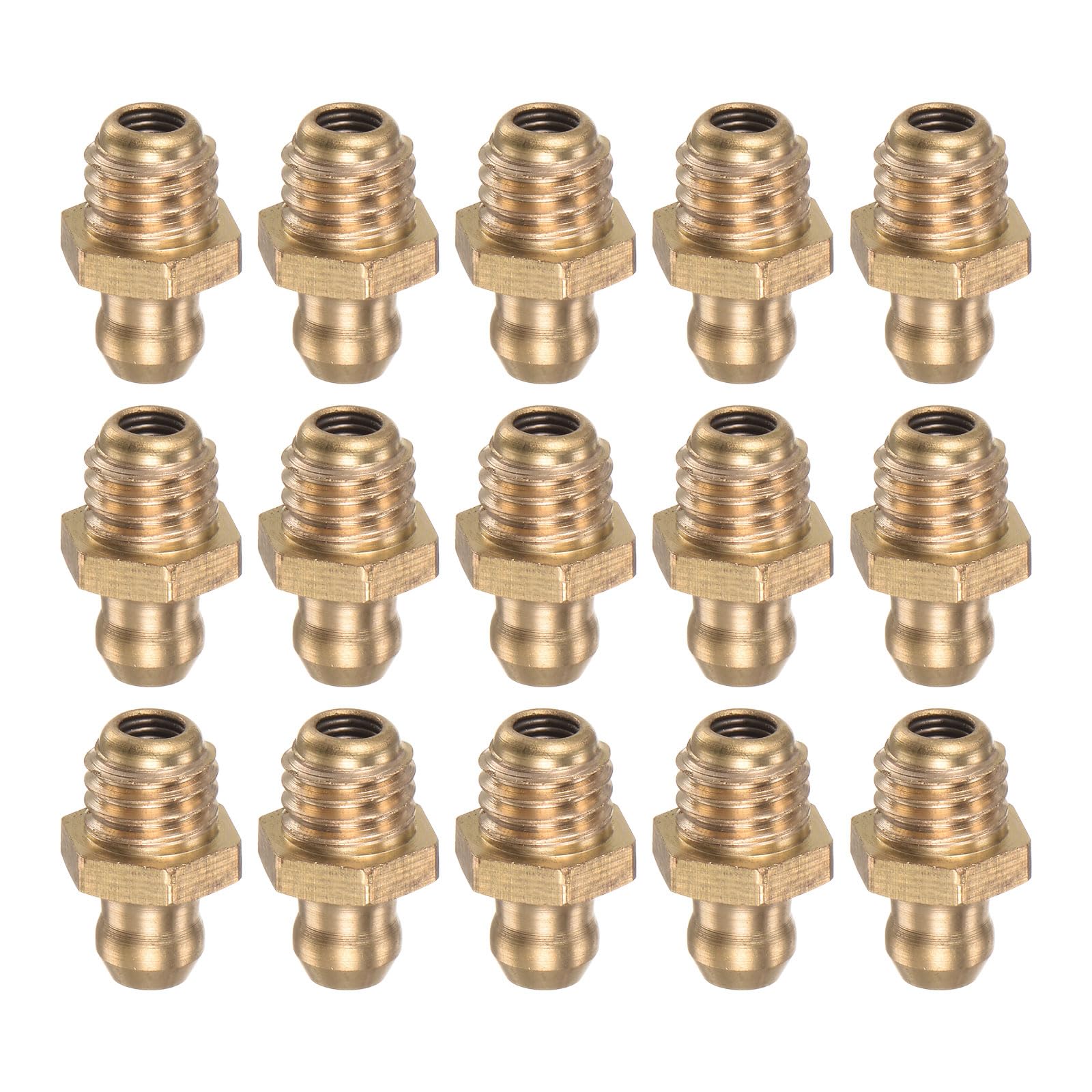 HARFINGTON 15pcs Brass Straight Grease Fitting M8x1.25mm Metric Thread Hydraulic Grease Nipple Accessories for Car