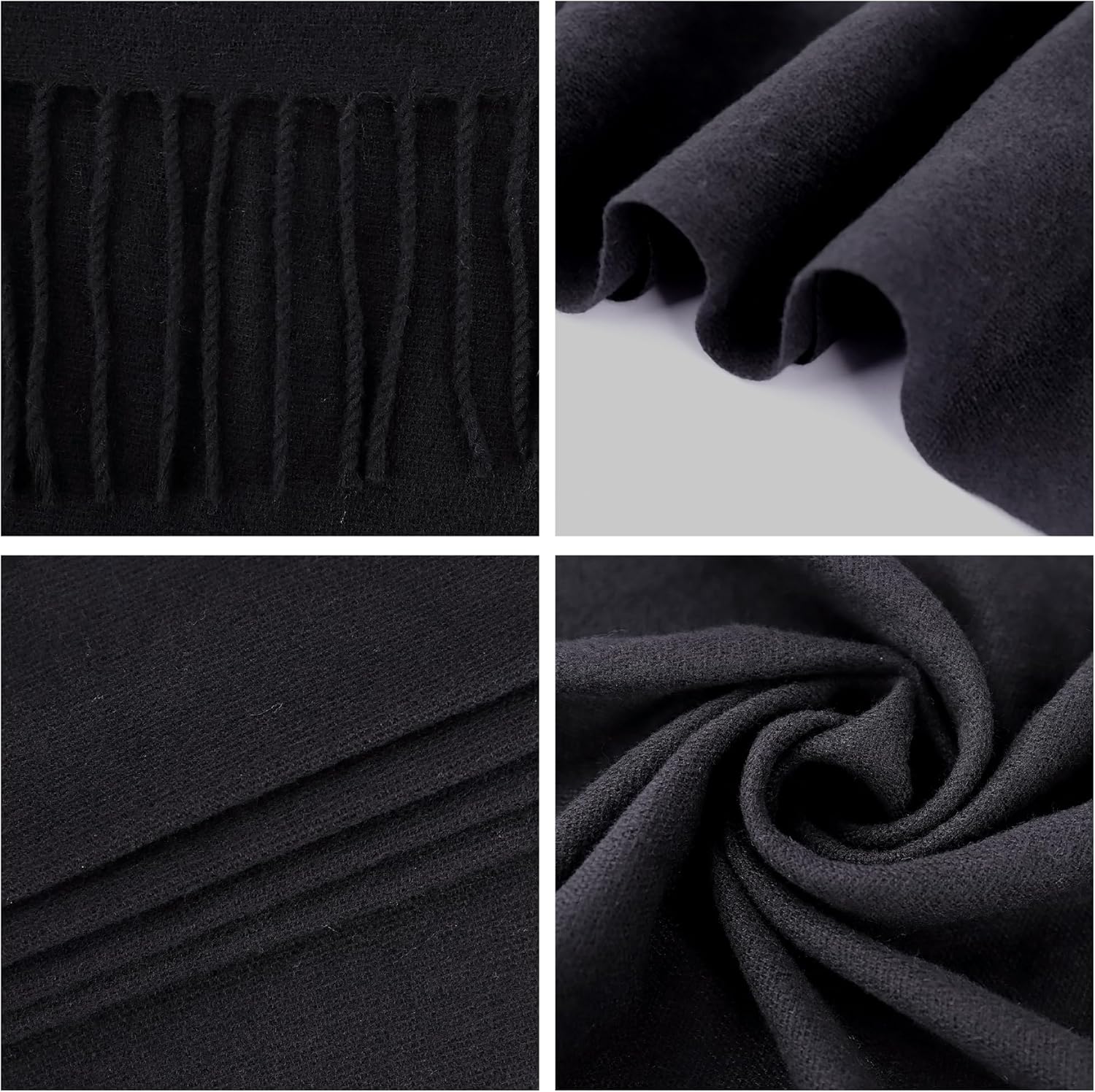 Unisex Solid Color Scarf Winter Cold Weather - Warm Faux Soft Cashmere Shawls Wraps With Tassels for Women Men - Image 2