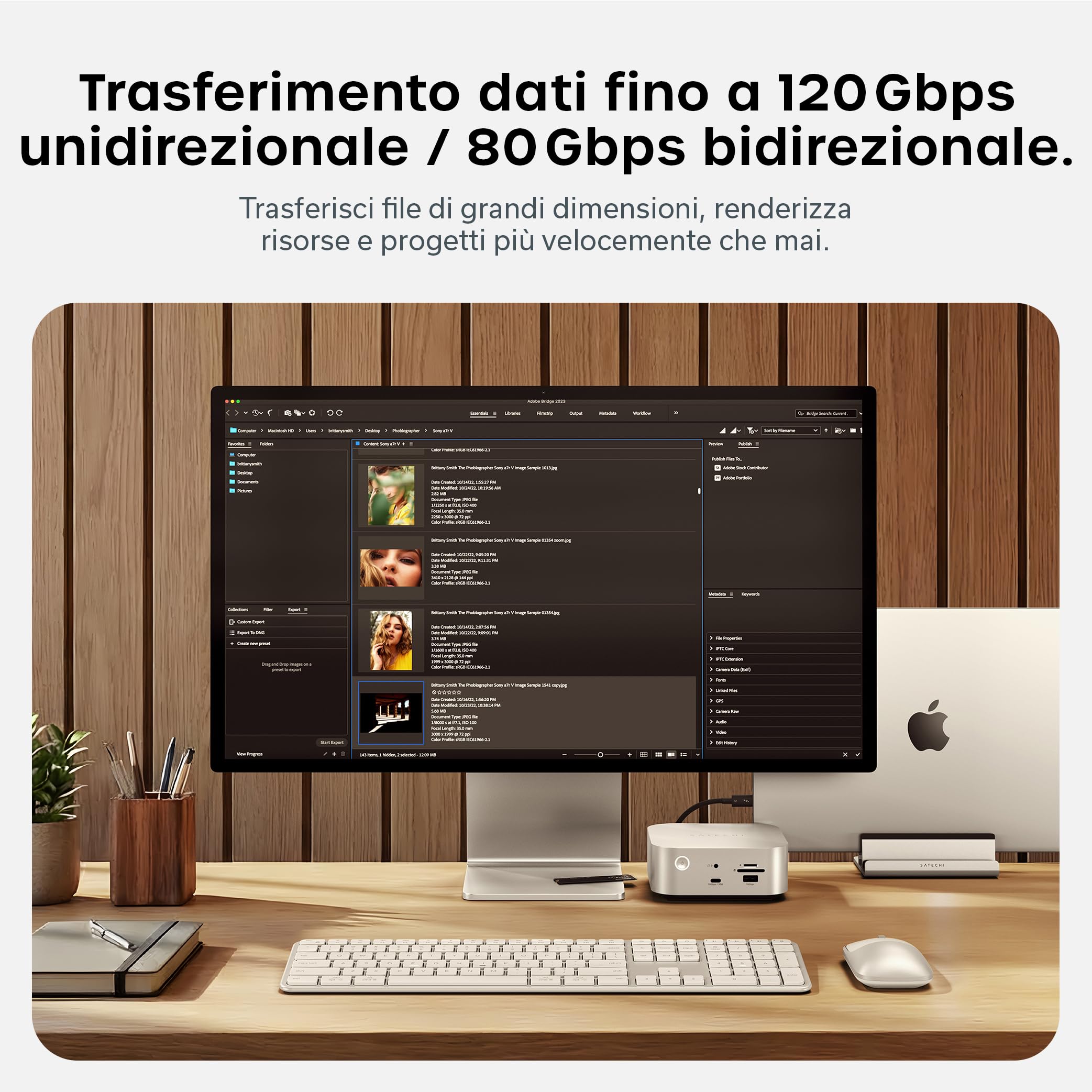 Satechi Cavo Thunderbolt 5 Certificato 240W, Dati fino a 120Gbps, Doppio 8K@60Hz e Triplo 4K@144Hz, Cavo Intrecciato Thunderbolt 5/4/3 USB-C per MacBook Air/Pro/Neo, iPhone, Portatile, PC