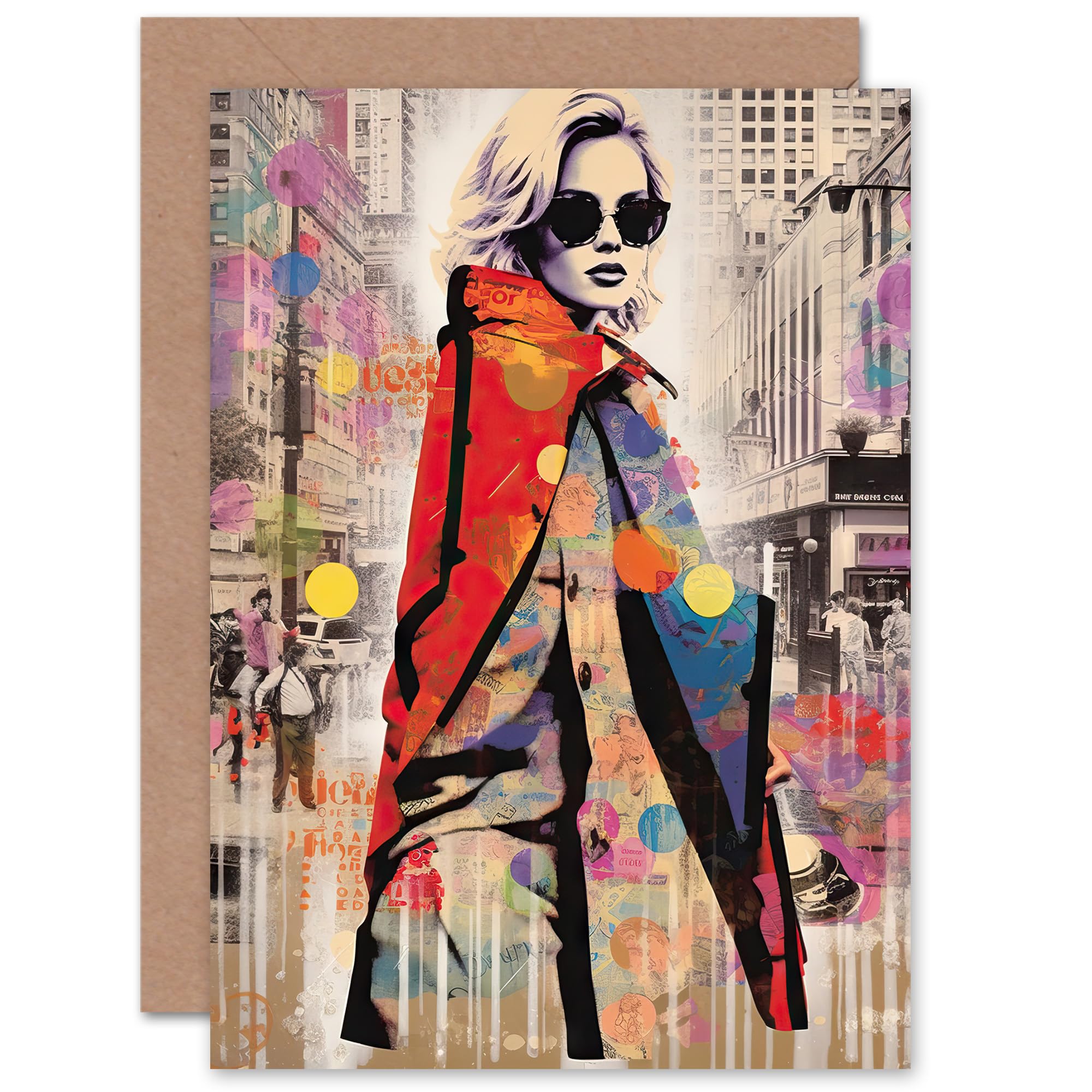 New York Fashion Ad Collage for Wife Her Birthday Thank You Blank Greeting Card