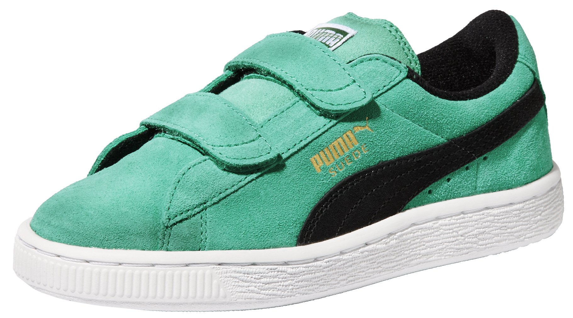 PUMA Suede Classic 2-Strap Sneaker, Fluorescent Teal/Black, 4 M US Toddler