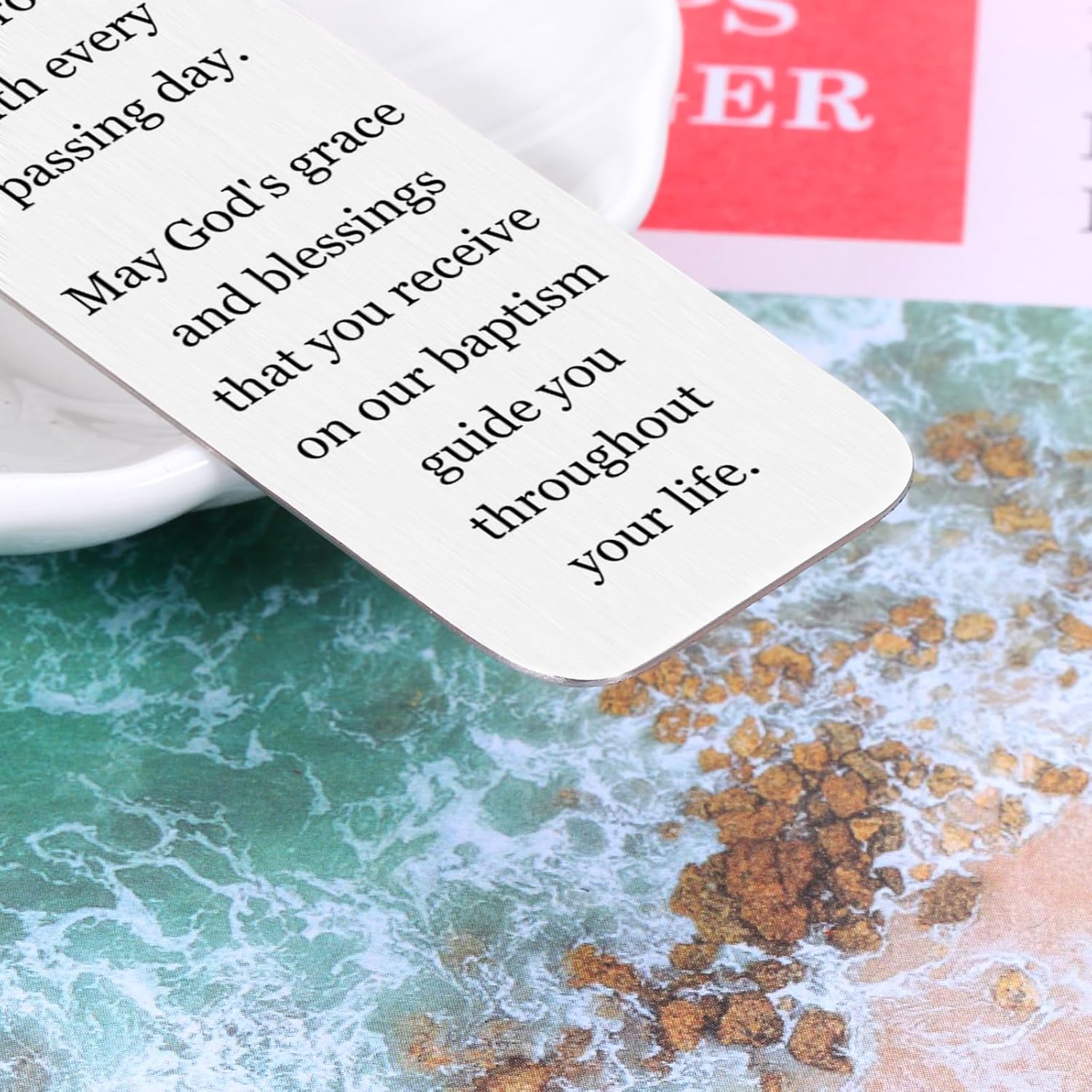 Baptism Bookmark, Christian Bible Bookmarks, Stainless Steel, Silver, Medium, 5.11x1.02 inches, 1 Count - Image 7