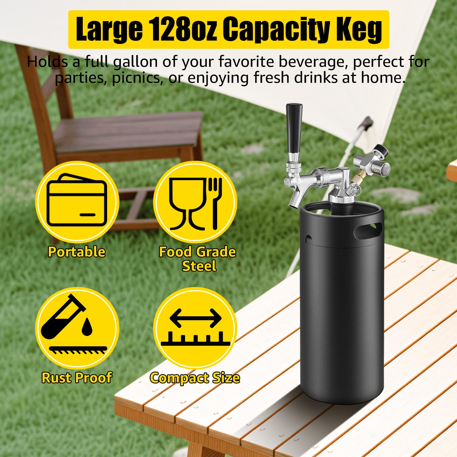 Amazon.com: 128oz Mini Keg Growler with Beer Tap Dispenser System, 3.6L Stainless Steel Draft Beer Dispenser for Home, Portable Kegerator for Craft Beer Cider and Kombucha: Home & Kitchen Amazon.com: 128oz Mini Keg Growler with Beer Tap Dispenser System, 3.6L Stainless Steel Draft Beer Dispenser for Home, Portable Kegerator for Craft Beer Cider and Kombucha: Home & Kitchen
