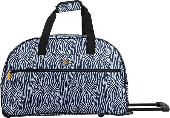 review Lucas Designer Carry On Luggage Collection - Lightweight Pattern 22 Inch Duffel Bag- Weekender Overnight Business Travel Suitcase with 2- Rolling Spinner Wheels (ZEBRA BLACK)
