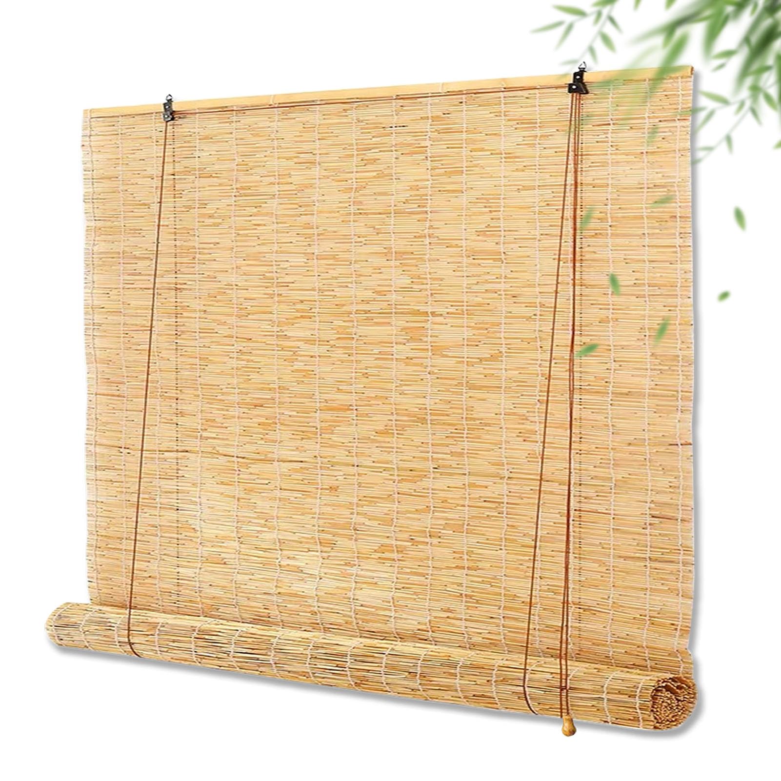 Haebnug A-044 Outdoor Bamboo Blinds 90 100 120 150 160 180Cm Wide Roll Up Bamboo Shades Made To Measure Natural Reed Curtains Roman With Lifter Outdoor Roller Blinds For Kitchen Windows Pergola Balcony Door