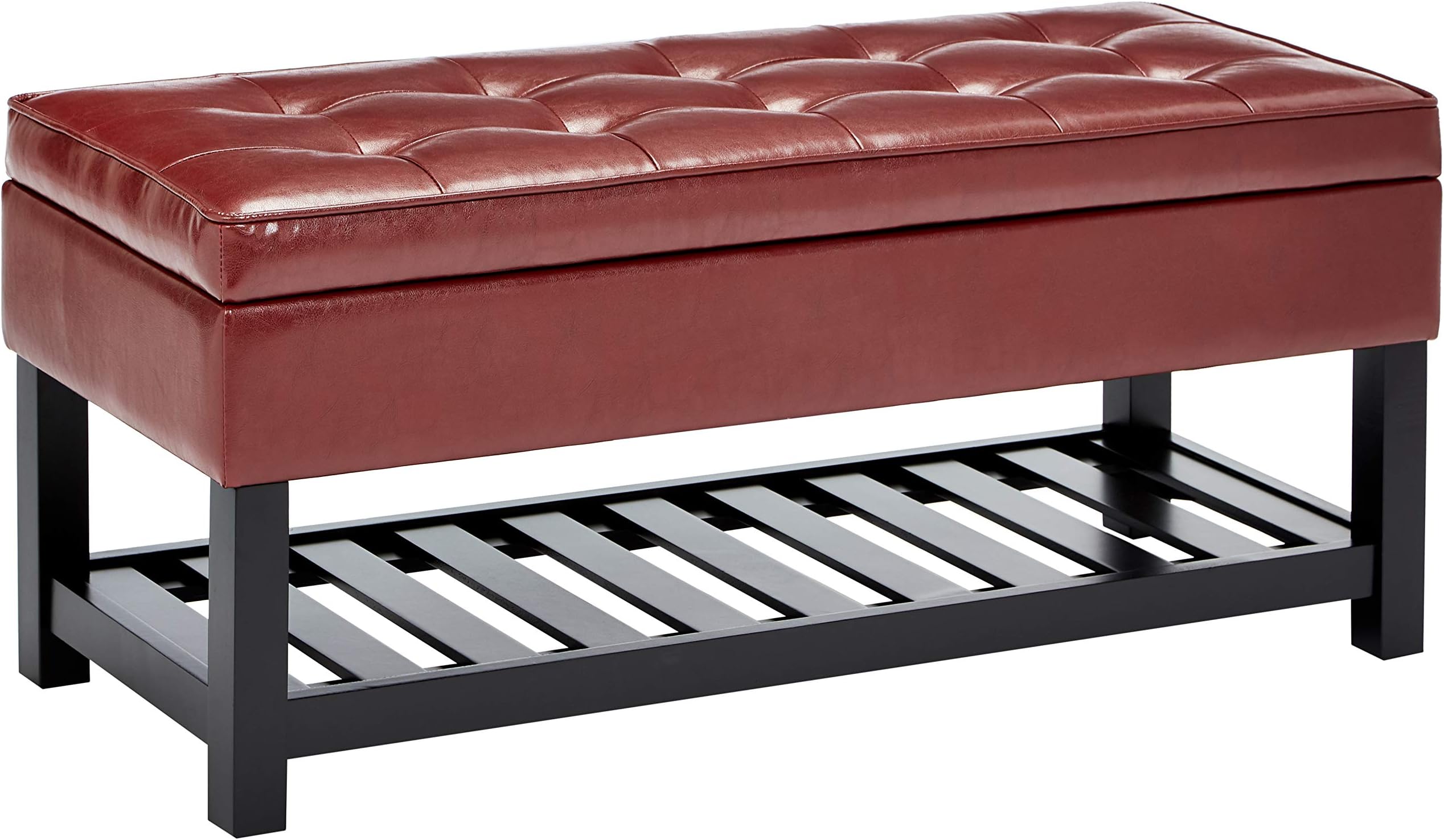 FIRST HILL FHW Ottoman Bench Storage, 43.5 by 17 by 18.1 inches (LxWxH), Red