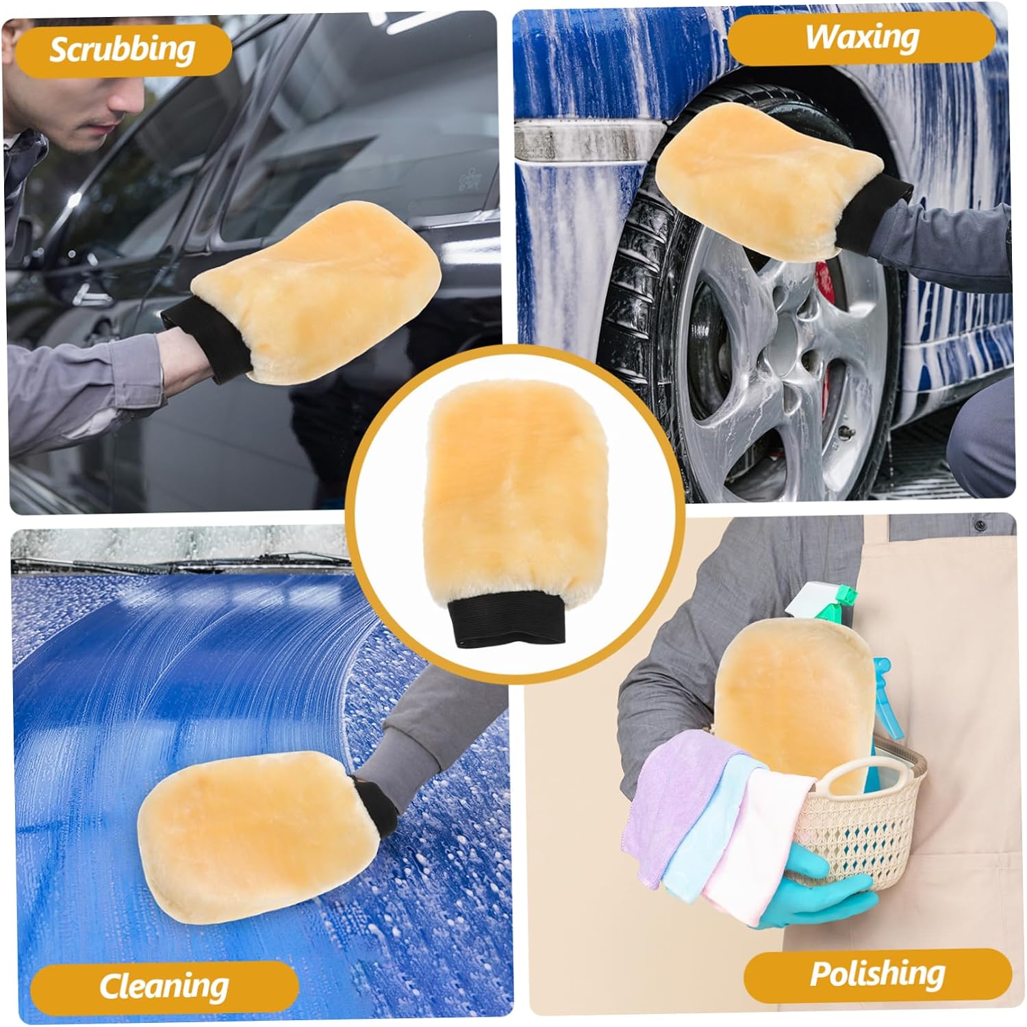 5pcs Plush Car Washing Mitt for Auto Detailing Double-Sided Vehicle Wash Glove for Scratch Cleaning and Polishing Soft Material for Comfortable Use for Cars Trucks Suvs and More