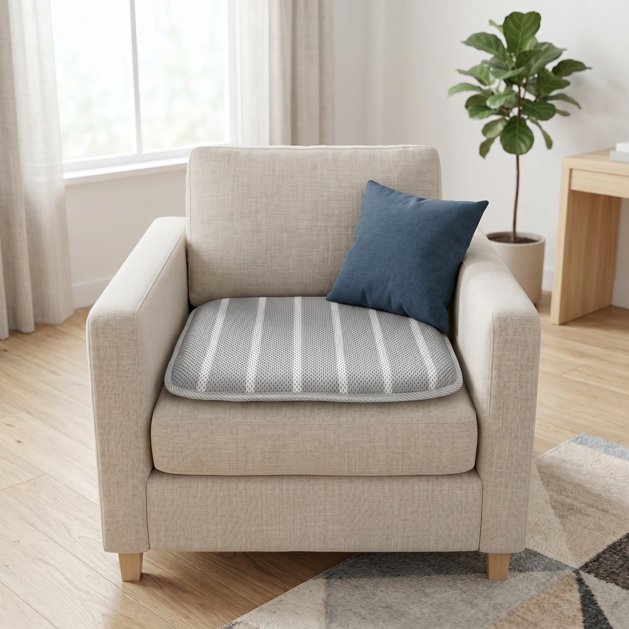 Anneome Cuscino per sedia in poliestere: cuscino a righe 3D air mesh, 45x45x3 cm, antiscivolo, ad asciugatura rapida, per per anziani